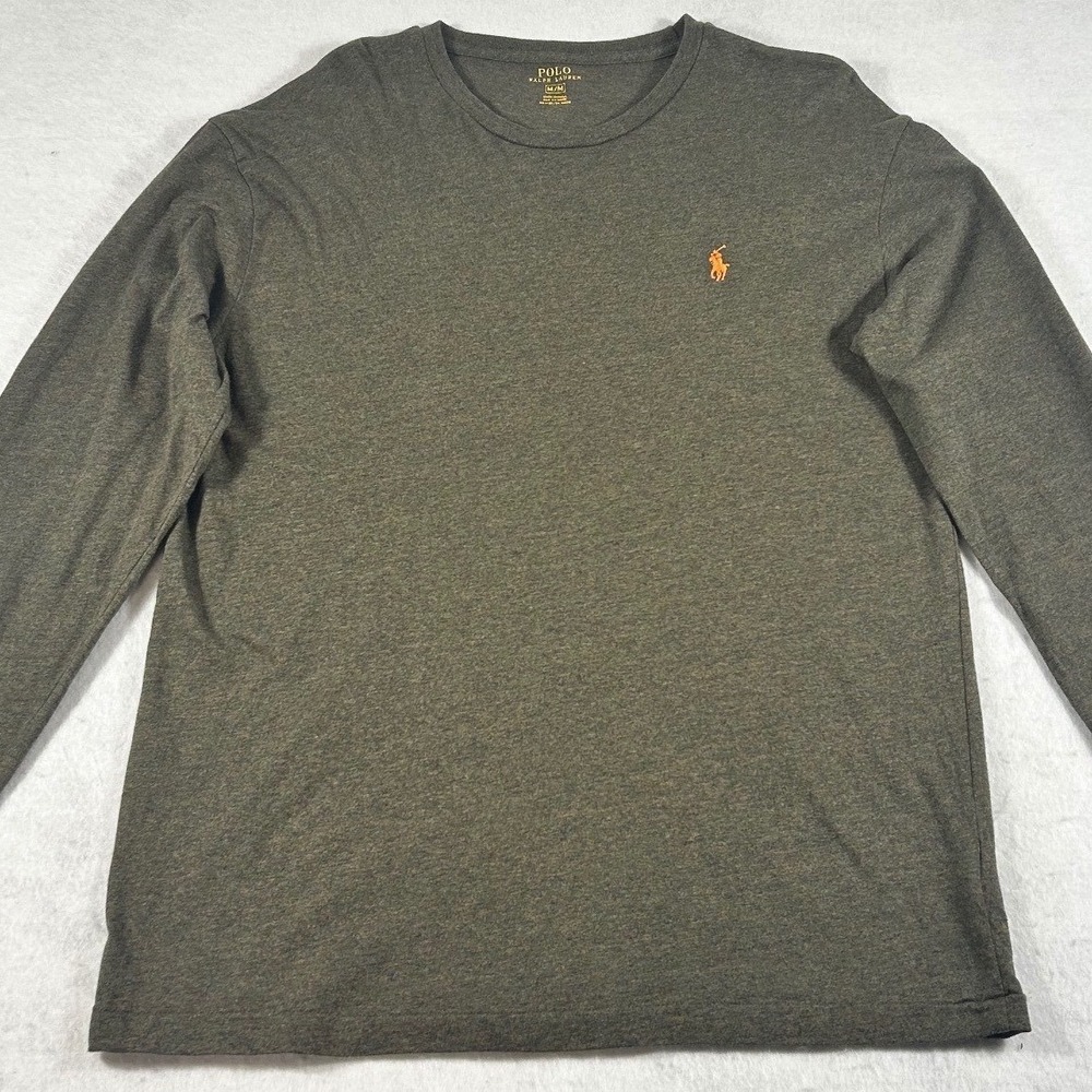 Polo Ralph Lauren Long Sleeve Shirt Mens Medium Gray Heather Crew Neck Pony Logo